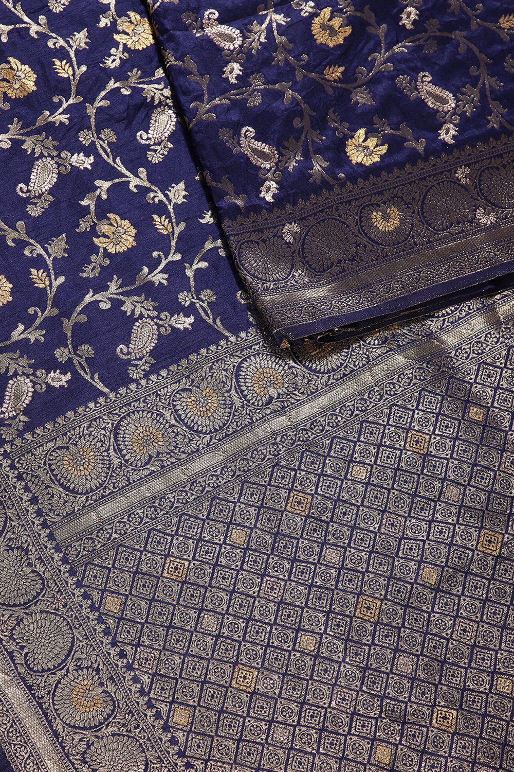 Navy Color Zari Woven South Silk Saree