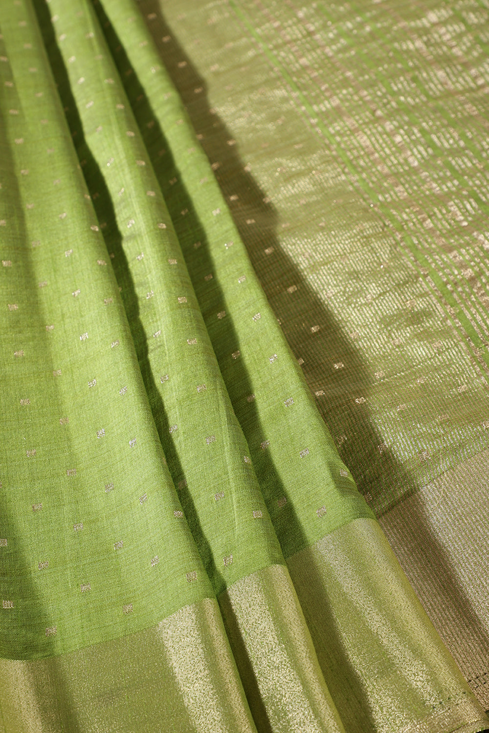 Light Olive Green Zari Woven Silk Saree