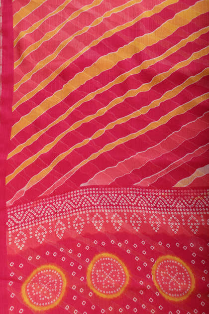 Fuchsia & Yellow Color Chiffon Printed Saree