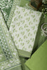 Light Green Floral Block Print Cotton Unstitched Suit Fabric