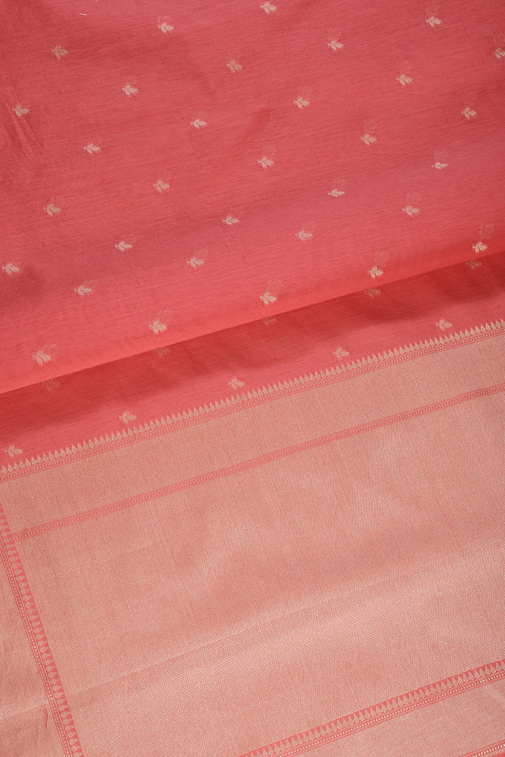 Coral Pink Color Cotton Woven Saree