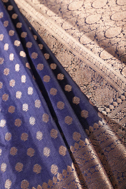 Navy Cotton Silk Zari Woven Saree