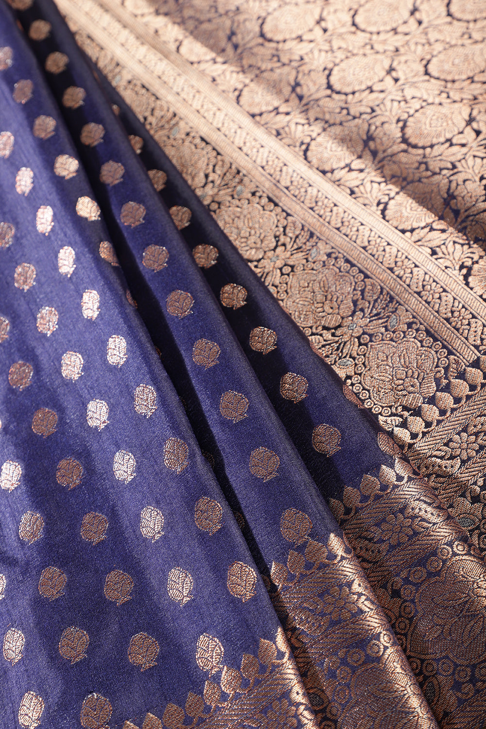 Navy Cotton Silk Zari Woven Saree