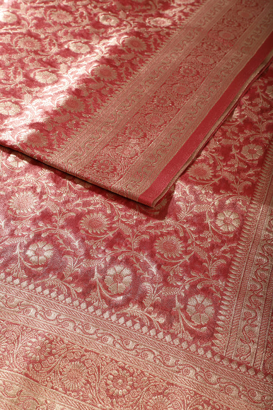 Maroon Tissue Silk Banarasi Woven Saree