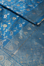 Flat Blue Colour Zari Woven South Silk Saree