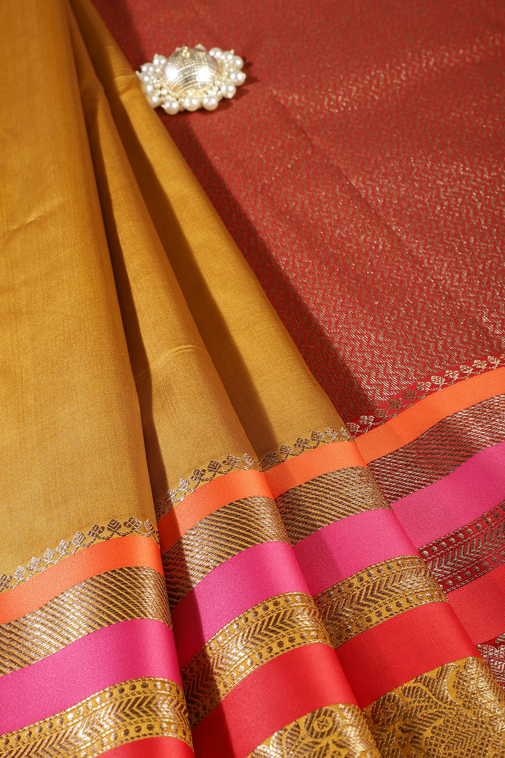 Mustard Zari Woven Art Silk Saree