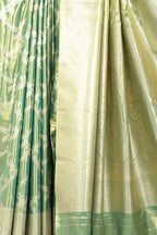 Teal & Gold Dual Toned Silk Woven Banarsi Saree