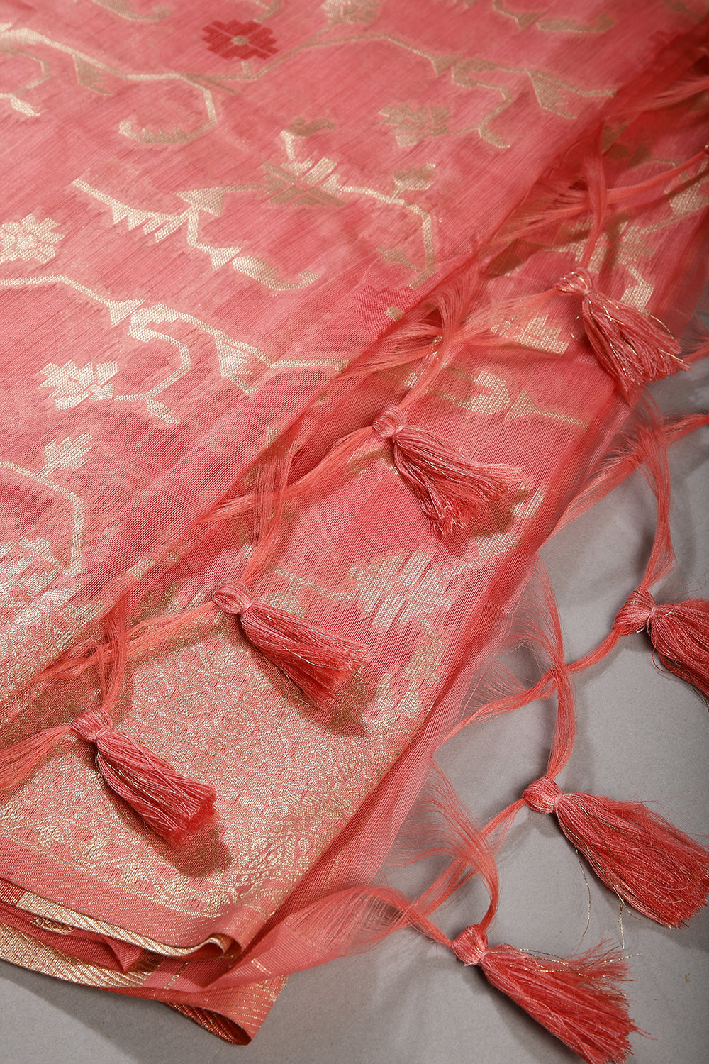Pink Color Kota Woven Silk Saree