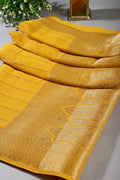 Yellow Color Georgette Saree with Zari Pinstripes