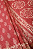 Maroon Color Cotton Hand-Block Style Printed Saree