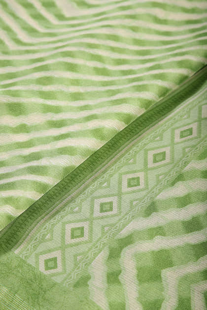 Olive Green Color Chiffon Leheriya Printed Saree