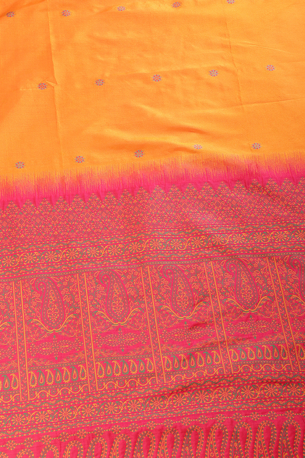 Orange & Fuchsia Silk Resham And Zari Woven Saree
