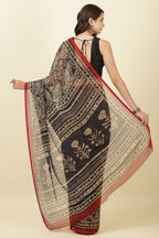 Black  Chiffon Floral Printed Saree