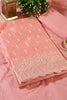 Peach Chanderi Silk Embroidered Unstitched Suit Material