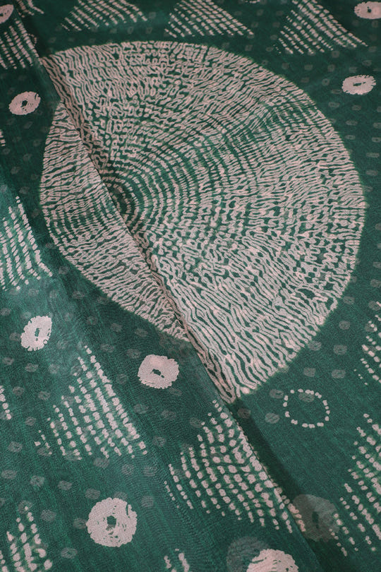 Green Organza Silk Printed Saree