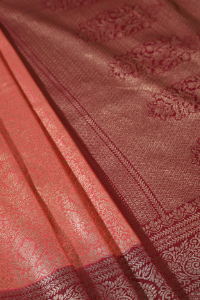 Gajari & Wine Dual Toned Soft Silk Zari Woven Saree