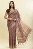 Brown Cotton Silk Floral Boota Printed Saree