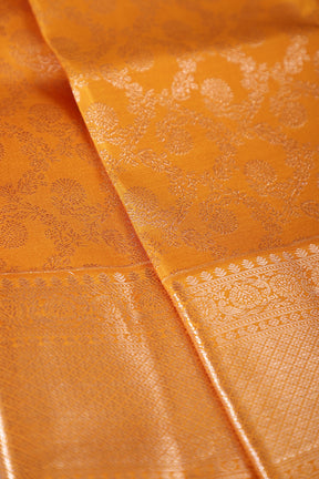 Mustard Color Kanjivaram Pure Silk Handloom Zari Saree with Patola Pattern