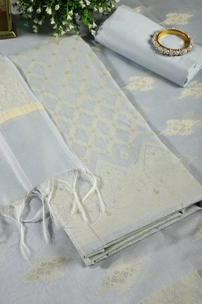 Light Grey Color Chanderi Cotton Woven Unstitched Suit Fabric