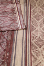 Beige & Brown Tussar Silk Printed Saree