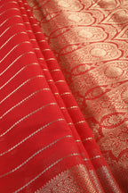 Red Color Georgette Saree with Zari Pinstripes
