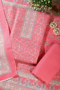 Baby Pink Pashmina Floral Printed Unstitched Suit Fabric