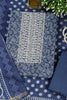 Navy Blue Cotton Silk Floral Printed and Neck Embroidered Unstitched Suit