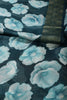 Teal Chiffon Floral Printed Saree
