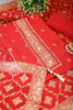 Red Color Crepe Silk Woven Unstitched Suit Material