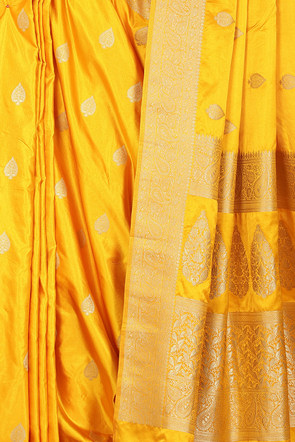 Mustard Color South Silk Zari Woven Saree