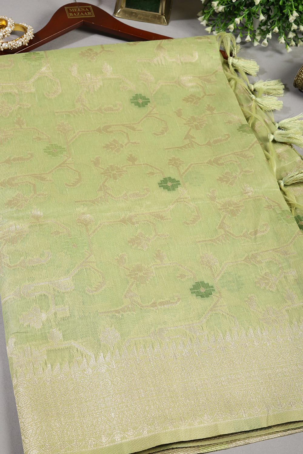 Sea Green Color Kota Woven Silk Saree
