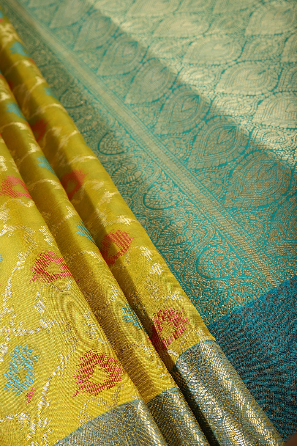 Olive Green Color Cotton Silk Woven Saree