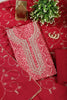 Fuchsia Red Cotton Digital Printed & Neck Embroidered Unstitched Suit