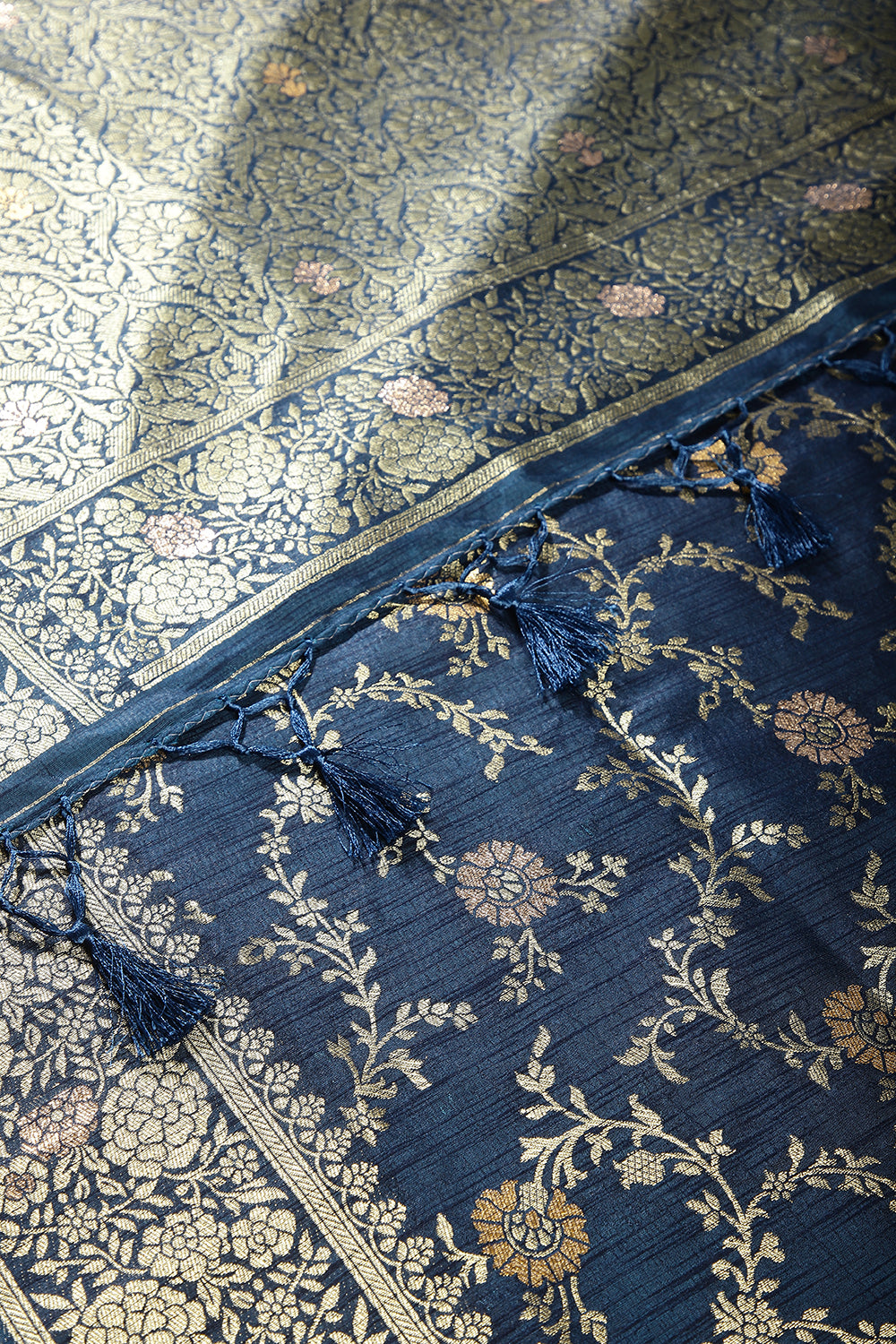 Navy Color Raw Silk Zari Woven Saree