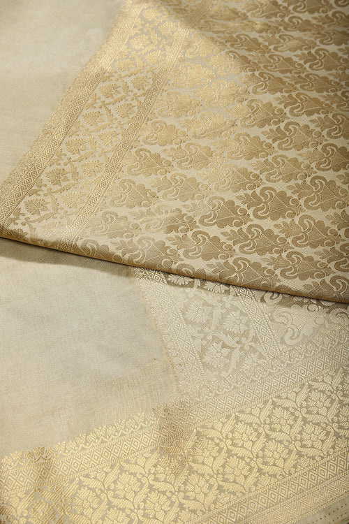 Beige Color Woven Silk Saree