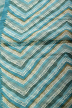 Teal Blue Chiffon Lehariya Printed Saree