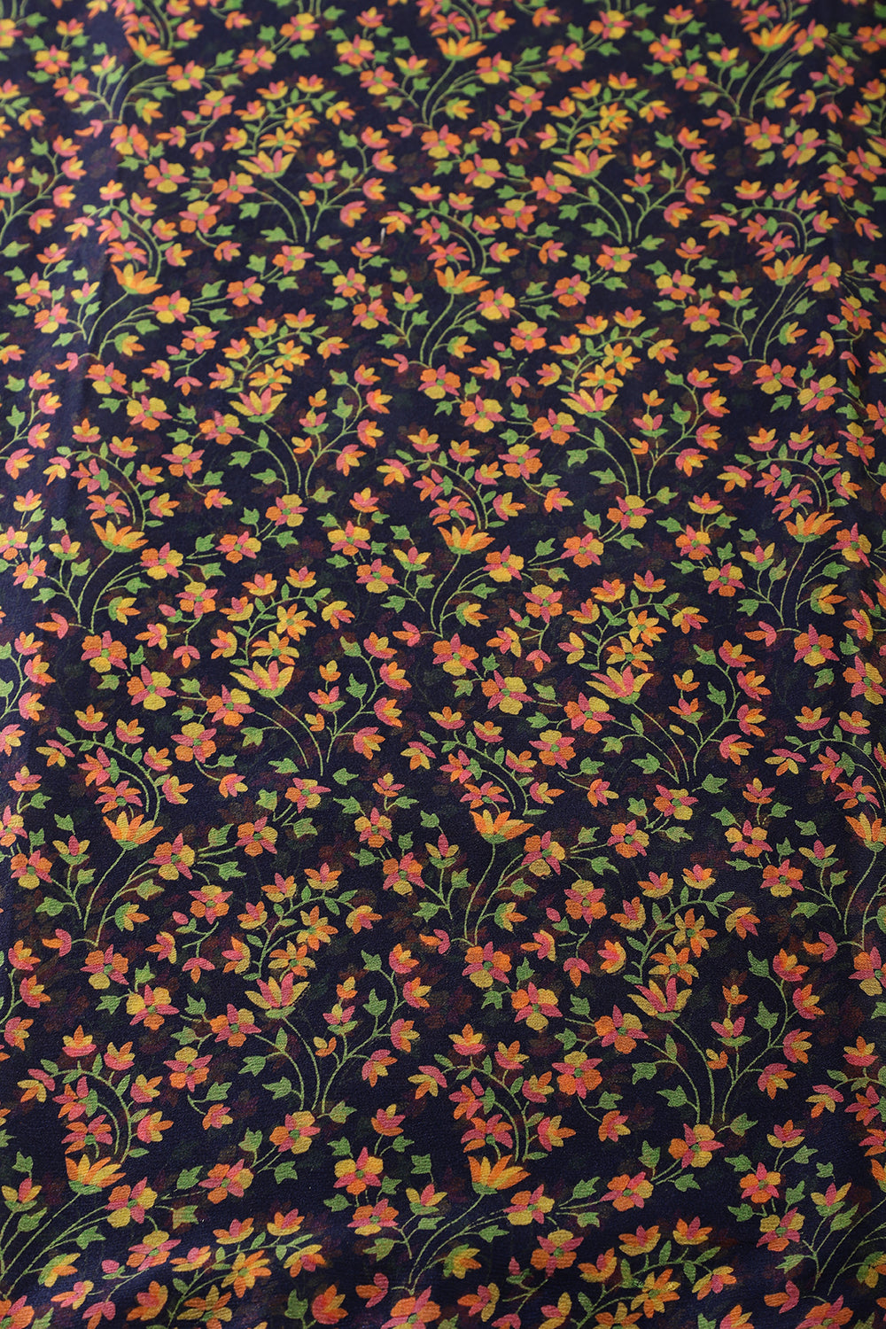 Navy Color Chiffon Floral Zari Border Printed Saree