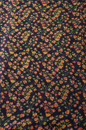 Navy Color Chiffon Floral Zari Border Printed Saree