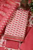 Cream & Red Cotton Dabu Block Print Unstitched Suit Material