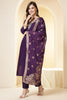 Purple Color Silk Neck Embroidered Suit Set
