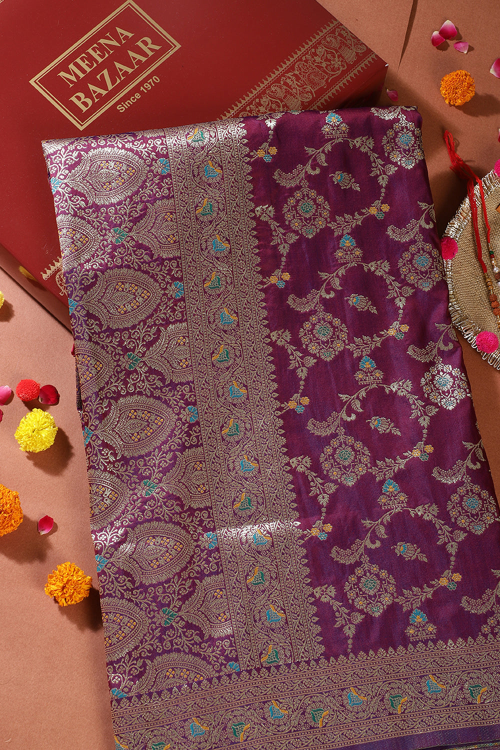 Wine Colour Banarasi Silk Woven Saree