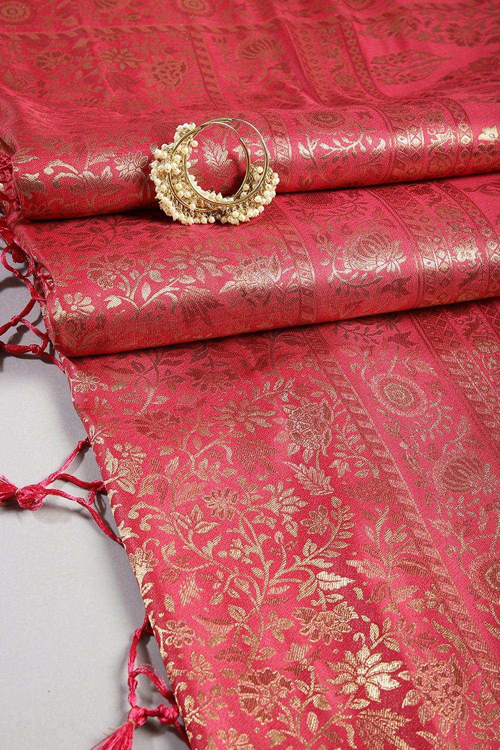 Fuchsia Pink Colour South Silk Heavy Woven Saree