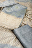 Grey Color Tussar Silk Bandhani Printed Unstitched Suit Material