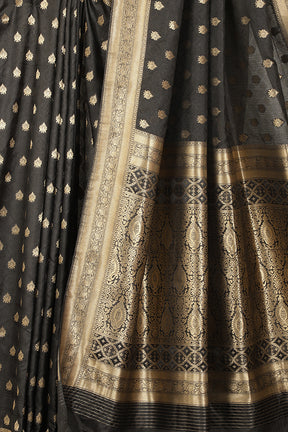 Black Soft Silk Zari and Resham Woven Saree