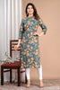 Green Color Cotton Printed Kurti
