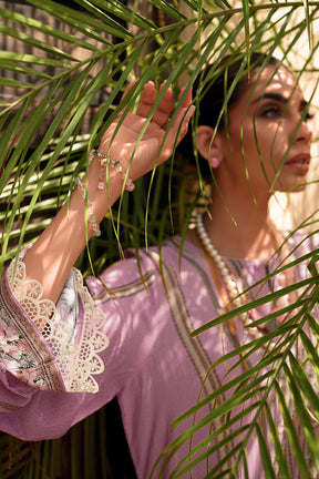 Lavender Color Muslin Printed Unstitched Suit Material