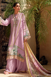 Lavender Color Muslin Printed Unstitched Suit Material