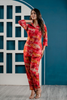 Red Colour Printed Cotton Co-Ord Set