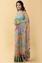 Multi-Color Organza Printed Saree
