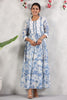 White & Blue Color Printed Cotton Anarkali Kurti